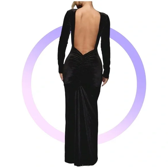 ❤️ NWT Elegant Black Cut-Out Maxi Dress ❤️ - Picture 2 of 11